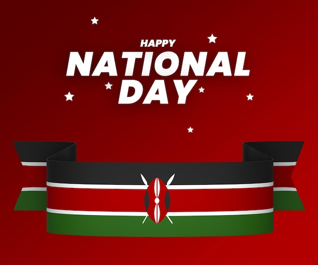 Kenya flag element design national independence day banner ribbon psd