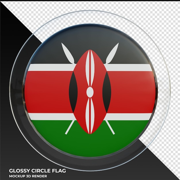 Kenya Realistic 3d textured glossy circle flag