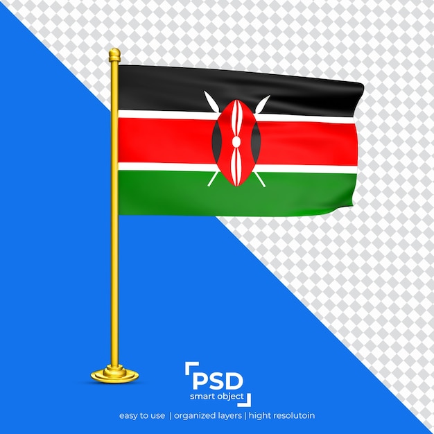 Kenya waving flag set isolated on transparent background