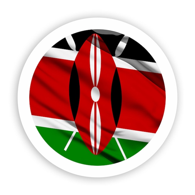 PSD kenya waving flag with white rounded circle frame