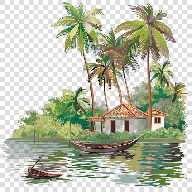 Kerala Backwaters indian illustration