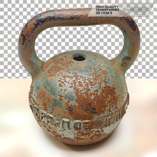 PSD kettlebell cast iron kettlebell with a comfortable handle on transparent background