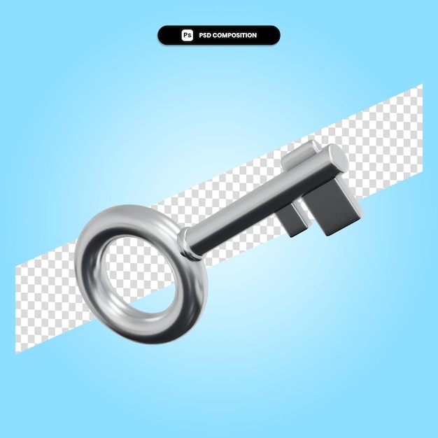 Key 3d render illustration isolated