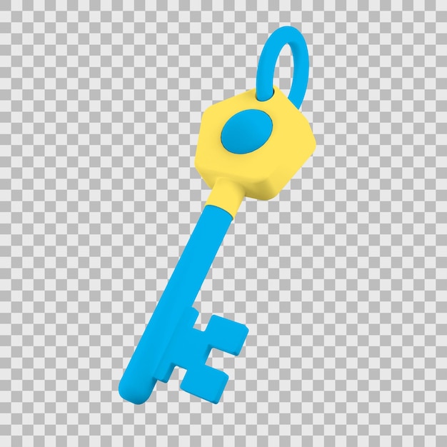 Key item in video game with editable color and transparent background