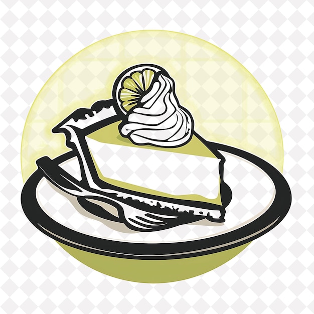 PSD key lime pie food icon with a slice of tart and creamy pie g flat illustration food vector design