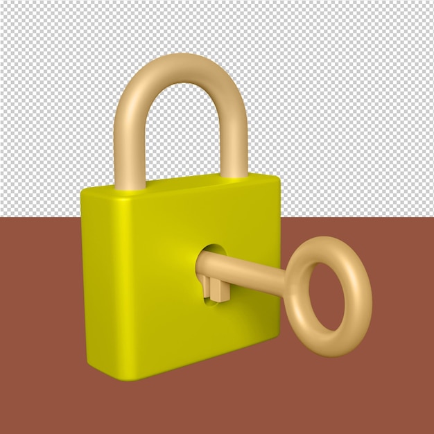 Key lock 3d model illustration Free Psd editable color