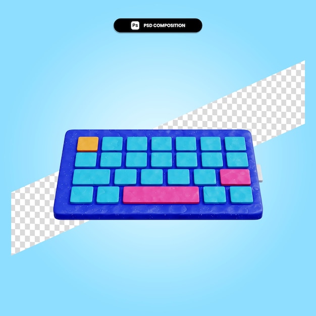 Keyboard 3d render illustration isolated