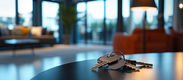 PSD keys on a table in a modern living room