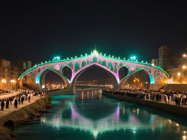 PSD the khaju bridge at night during nowruz iranian new year