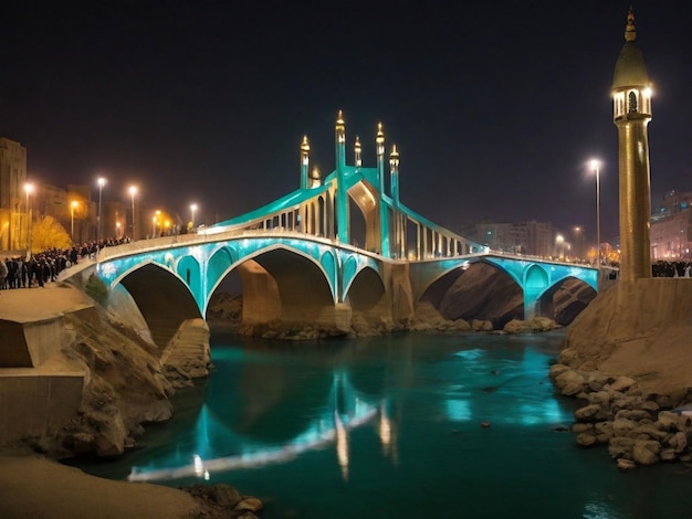 PSD the khaju bridge at night during nowruz iranian new year