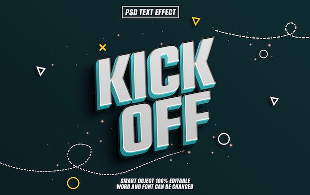 PSD kick off text effect font editable typography 3d text