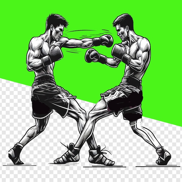 kickboxing outline illustrations