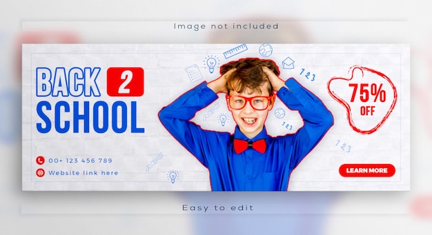 Kid education admission web banner template design Back to school facebook cover photo