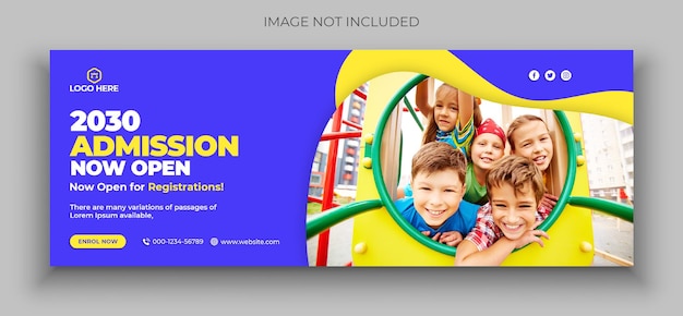 Kid school admission cover photo design template