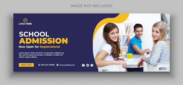 Kid school admission cover photo design template