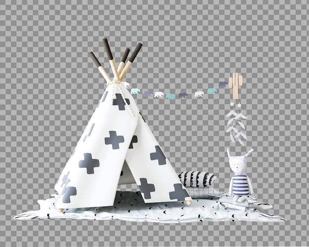 PSD kid tent in 3d rendering isolated