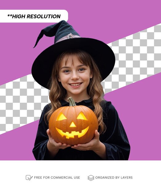 PSD a kid wearing a halloween costume by png template