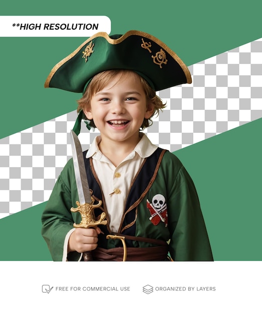 PSD kid wearing a halloween costume by png template