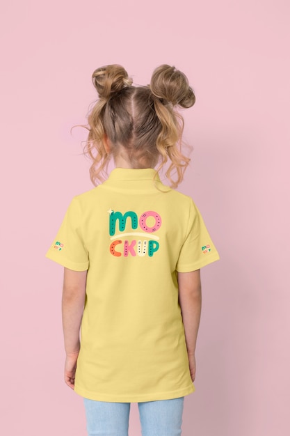 Kid wearing tshirt mockup design