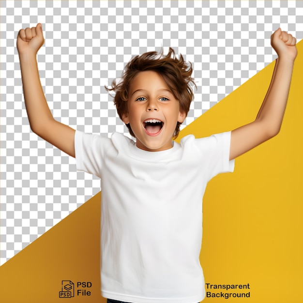 kid wearing tshirt mockup isolated on transparent background