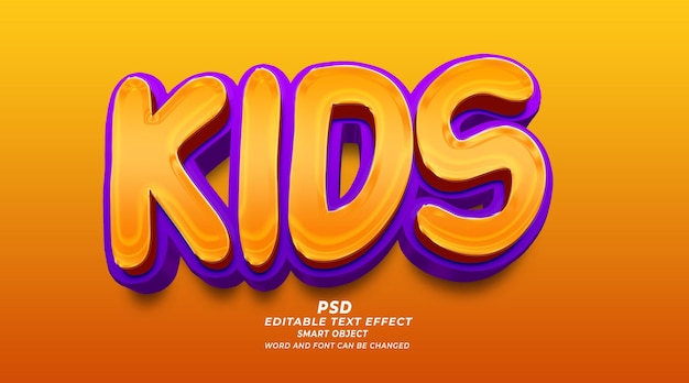 Kids 3d editable text effect PSD photoshop style