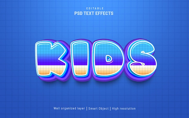 Kids Baby editable text effect 3d