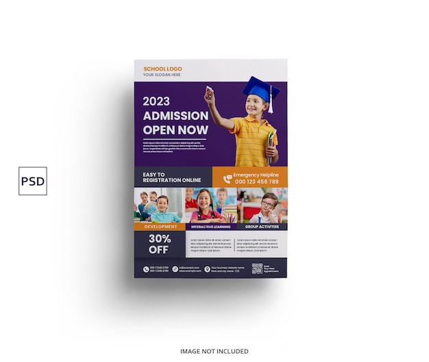 PSD kids back to school education admission flyer layout template