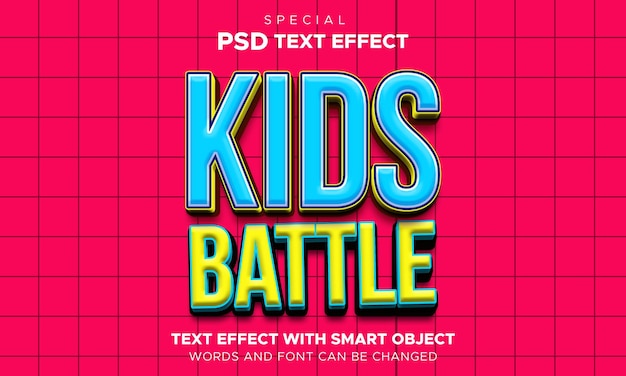 Kids battle text effect trendy text style smart object