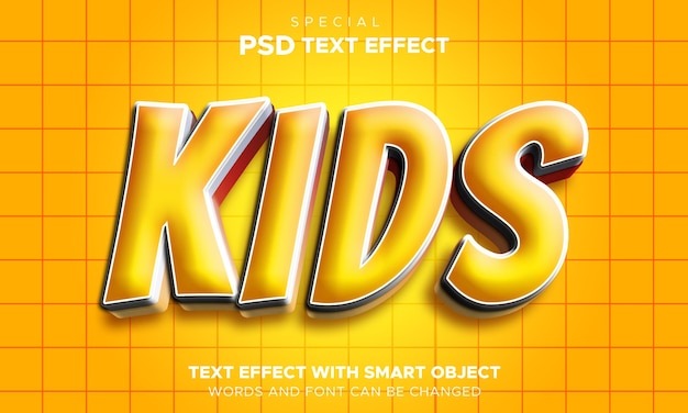 Kids battle text effect yellow trendy text style smart object