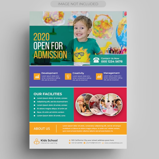 PSD kids education flyer template