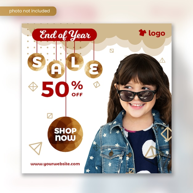 Kids Fashion Winter Sale square banner template