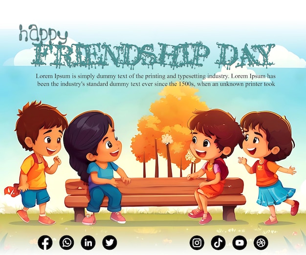 Kids friendship day playful instagram post psd template