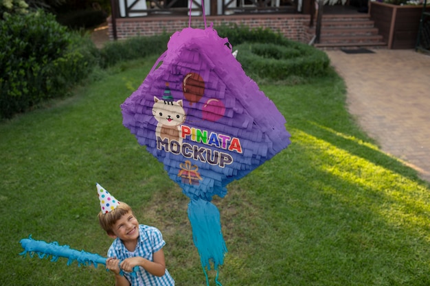 PSD kids party with pinata mockup