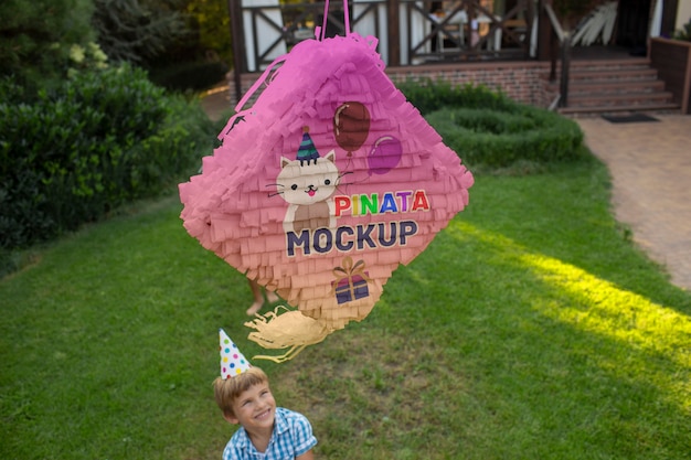 PSD kids party with pinata mockup