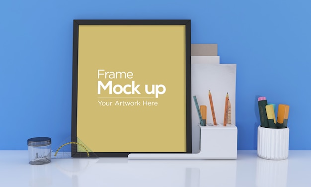 Kids photo frame laying on disk Mockup Design