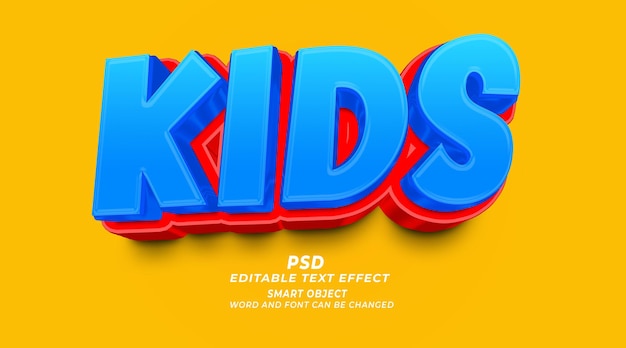 Kids PSD 3d editable text effect with background