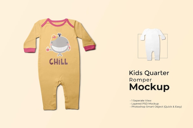 Kids quarter romper mockup