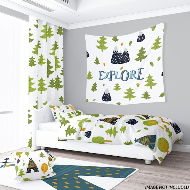 Kids Room Textile  Curtain Bed Set Pillows Rug Set