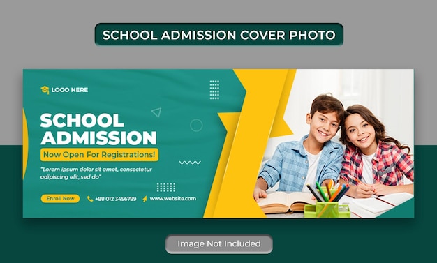 Kids school admission social media post web banner flyer and Facebook cover photo design template