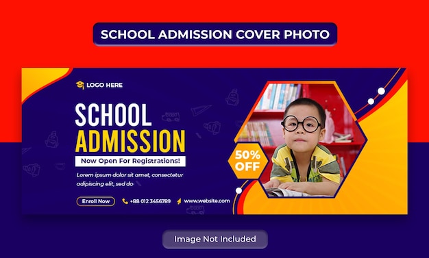 Kids school admission social media post web banner flyer and Facebook cover photo design template