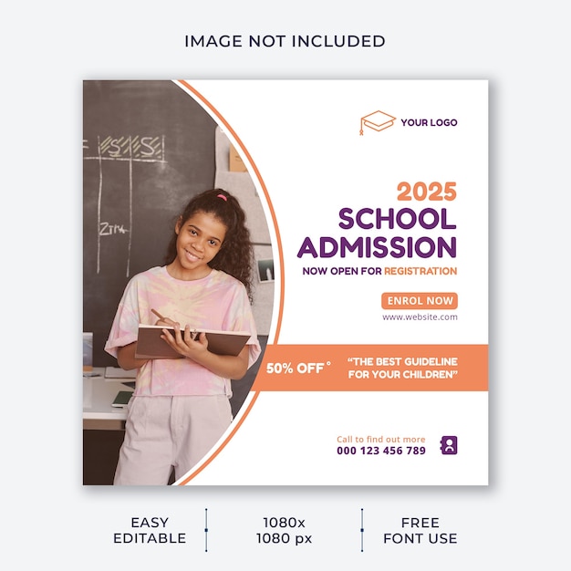 Kids school admission social media template