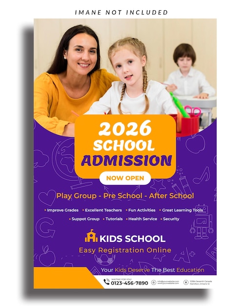 PSD kids school education admission flyer template