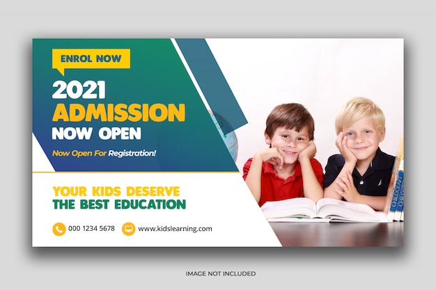 Kids school education admission social media banner and square flyer template Premium Psd