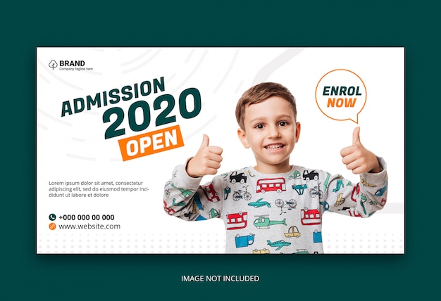 Kids school education admission web banner template