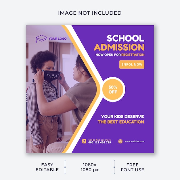 Kids school social media template