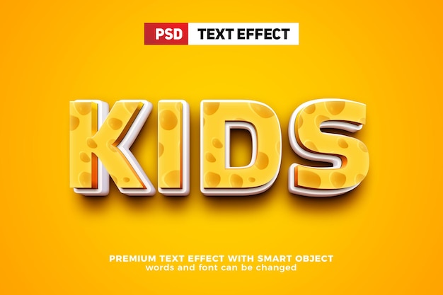 Kids sponge cartoon comic 3d editable text effect style mock up