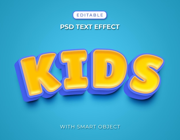 Kids text effect editable text effect with cute color