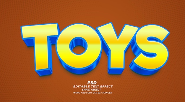 Kids toys 3d editable text effect photoshop template