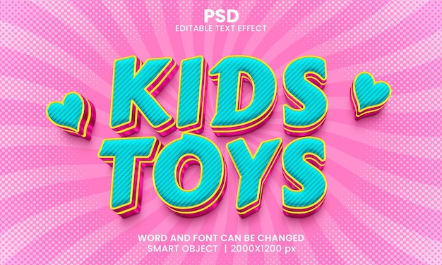 Kids toys 3d editable text effect Premium Psd with background