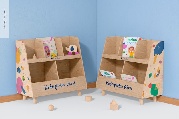 Kindergarten Bookshelves Mockup